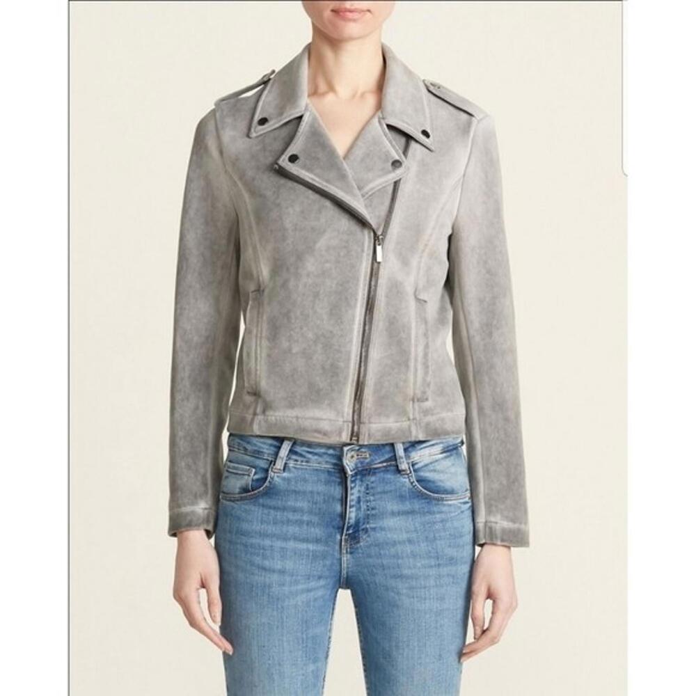 NWT Bagatelle Faux Leather Suede Jacket Womens‎ M Moto Asymmetrical Dark Gray